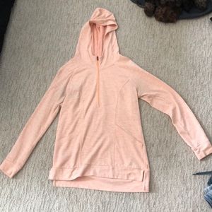 Super comfy pink quarter zip sweatshirt with hood